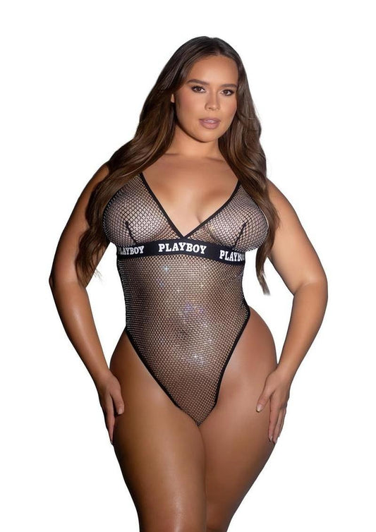 Playboy Galaxy Bunny Teddy - 1xlarge - Black/Silver - XXLarge