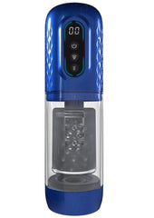 Pumped Vortex Multi Function Suction Rotating Thrusting Rechargeable Masturbator - Metallic - Blue