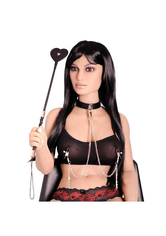 punishment cupid’s crop heart shaped leather tip with rose gold hardware for romantic impact play