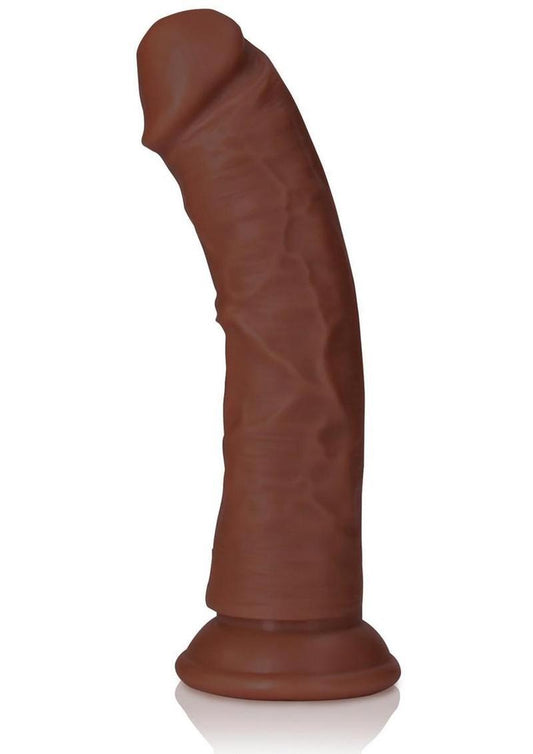 Realrock Realistic Skin Curved Dildo - Chocolate - 6in