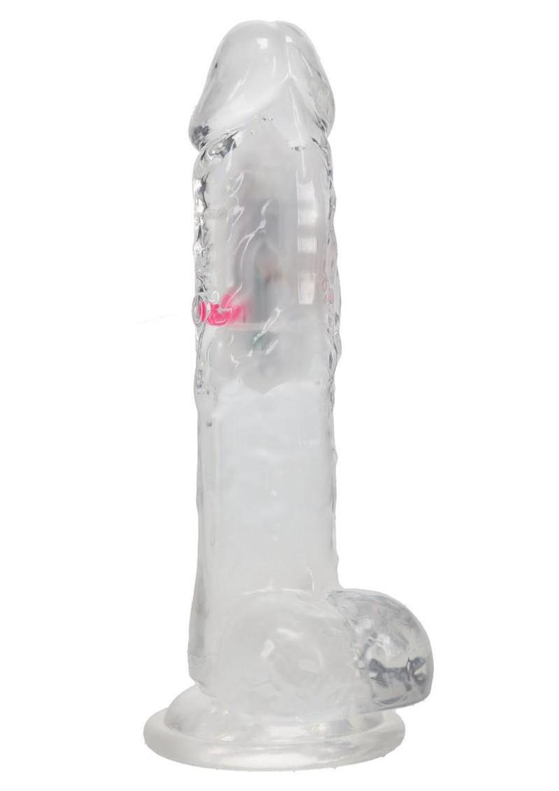 Realrock Vibrating Led Wireless Rechargeable Remote Control Cock with Balls - Clear - 8in