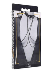 Sex and Mischief Lace Collar with Nipple Ties - Black