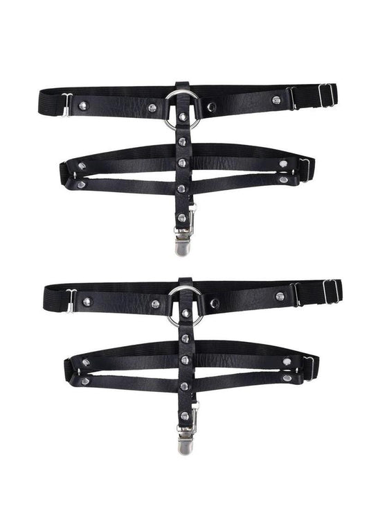 Sex and Mischief Shadow Garters - Black/Silver