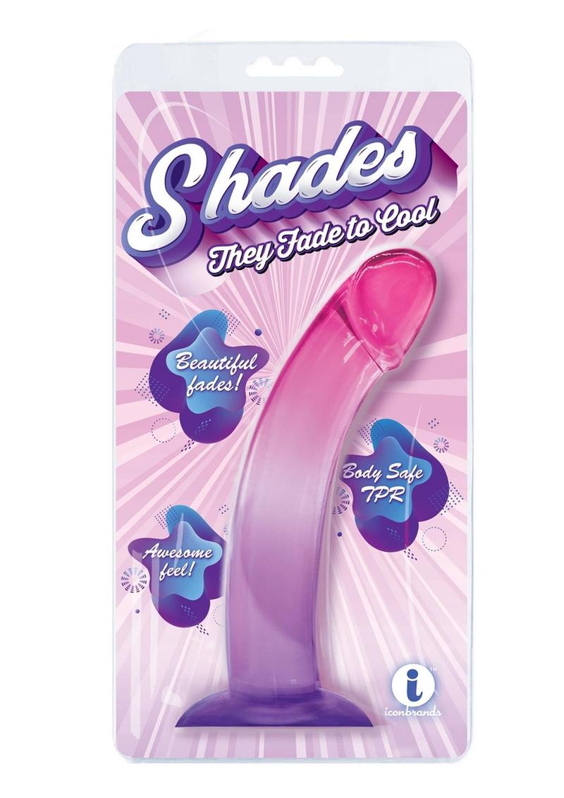 Shades Smoothie Dildo with Suction Cup - Purple - 8.25in