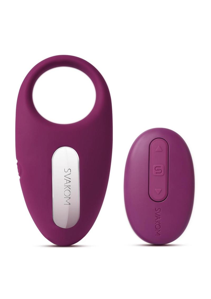 Svakom Winni Silicone Rechargeable Clitoral Stimulator Couple's Ring with Remote - Purple