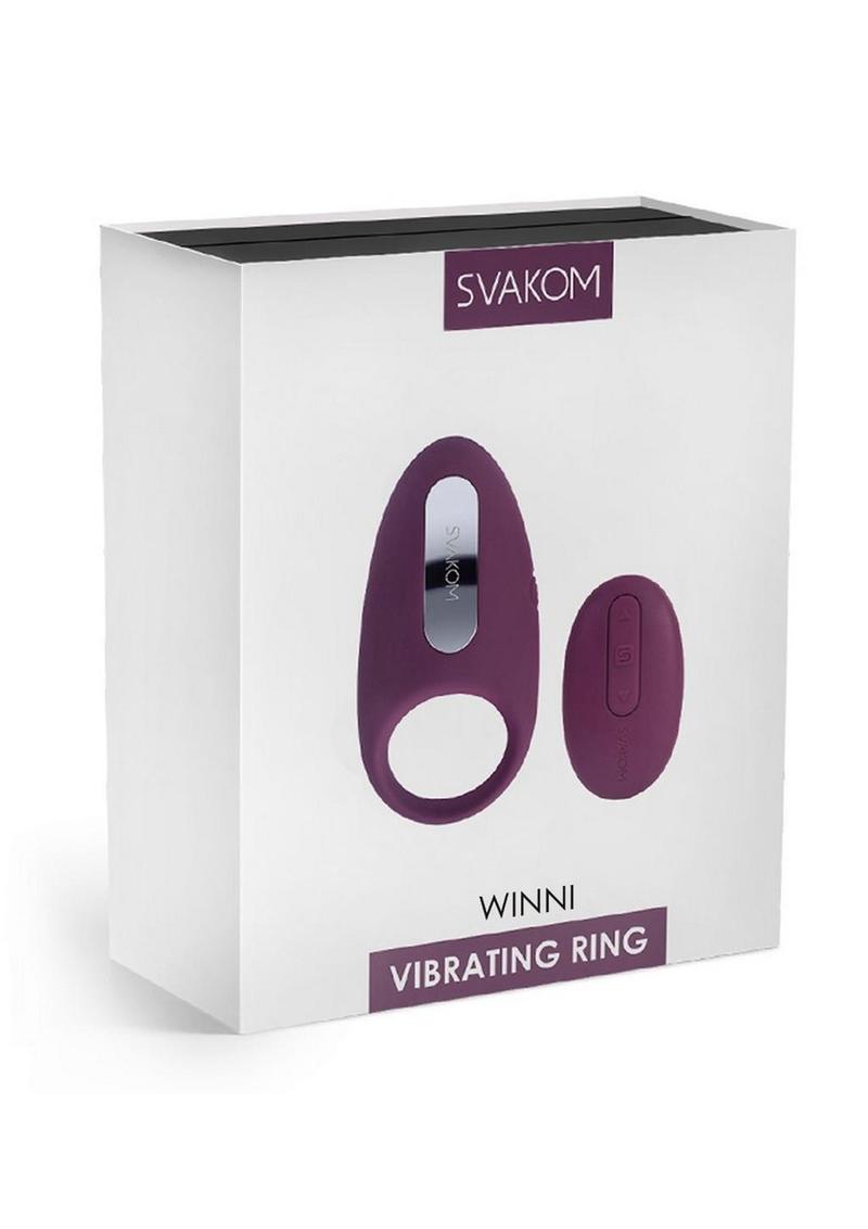 Svakom Winni Silicone Rechargeable Clitoral Stimulator Couple's Ring with Remote - Purple