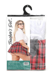 Teacher's Pet Private School Sweetheart Costume - Red/White - Queen - 4 Piece BBW Plus Size