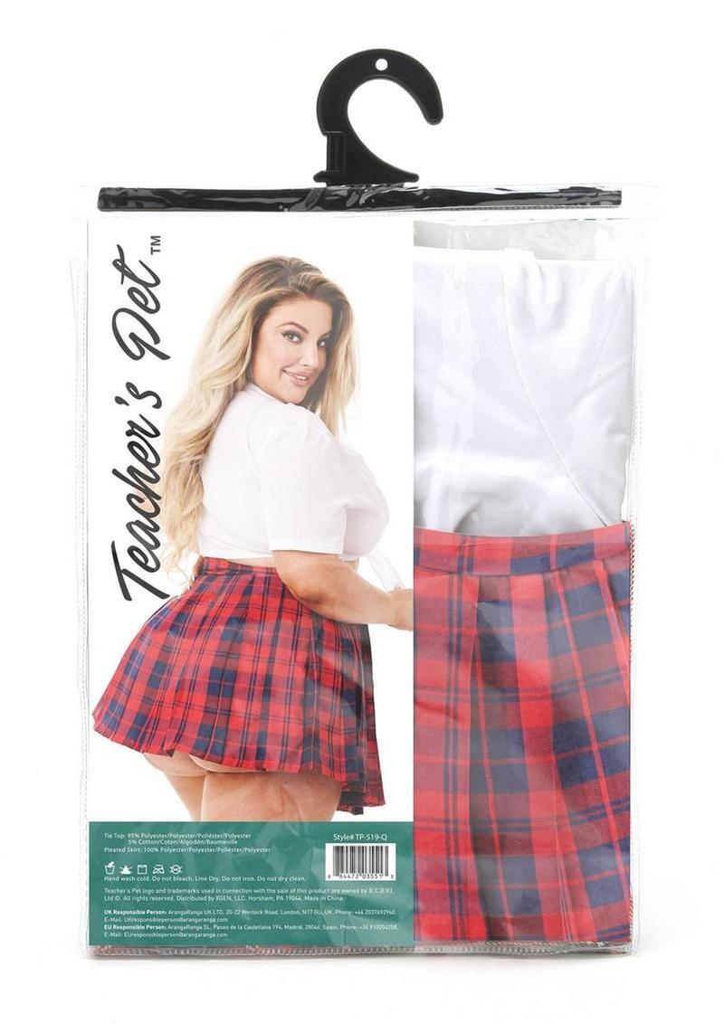 Teacher's Pet Schoolgirl Costume - Red/White - Plus Size