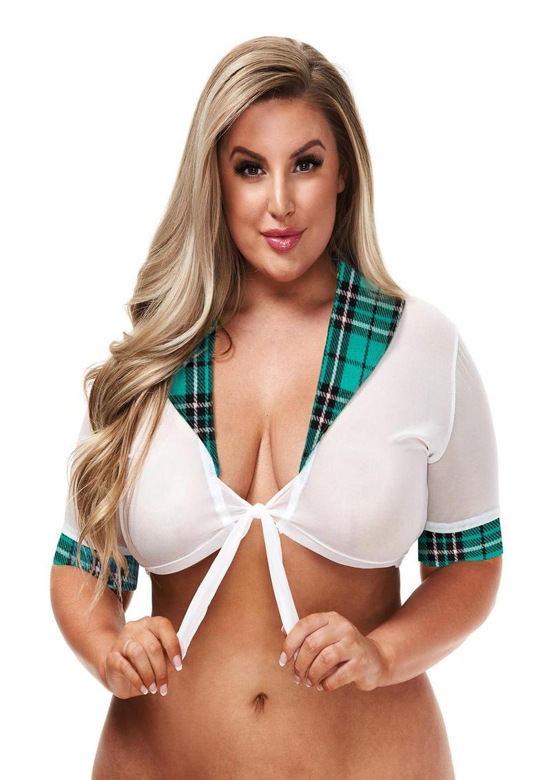 Adult Roleplay Teacher's Pet Schoolgirl Top - Blue/Turquoise - Queen