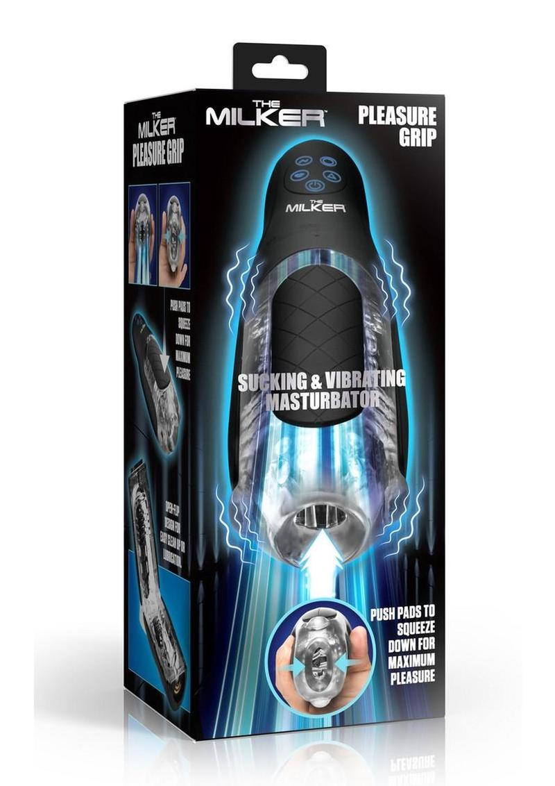 The Mk Pleasure Grip Sucking and Vibrating Rechargeable Masturbator - Black