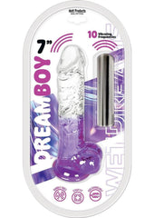 Wet Dreams Dream Boy Jelly Vibrating Dildo - Clear/Purple - 7in