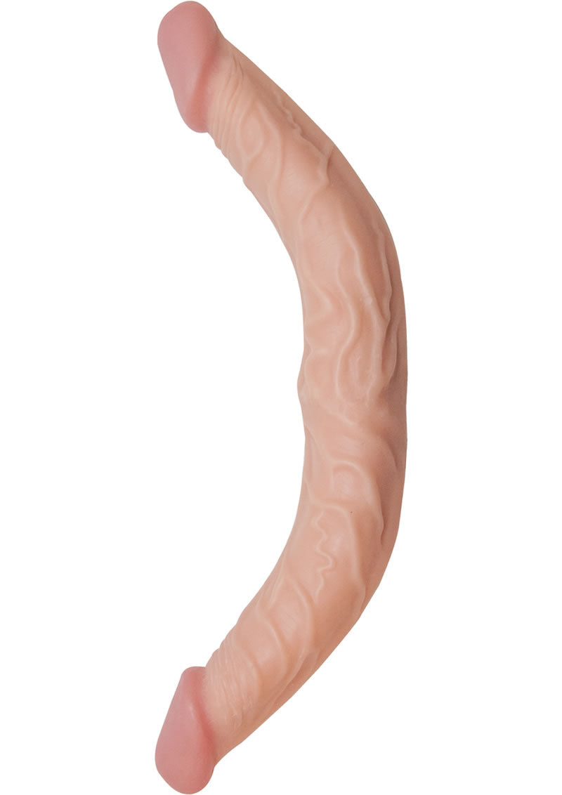 All American Whoppers Curved Double Dildo - Flesh/Vanilla - 13in