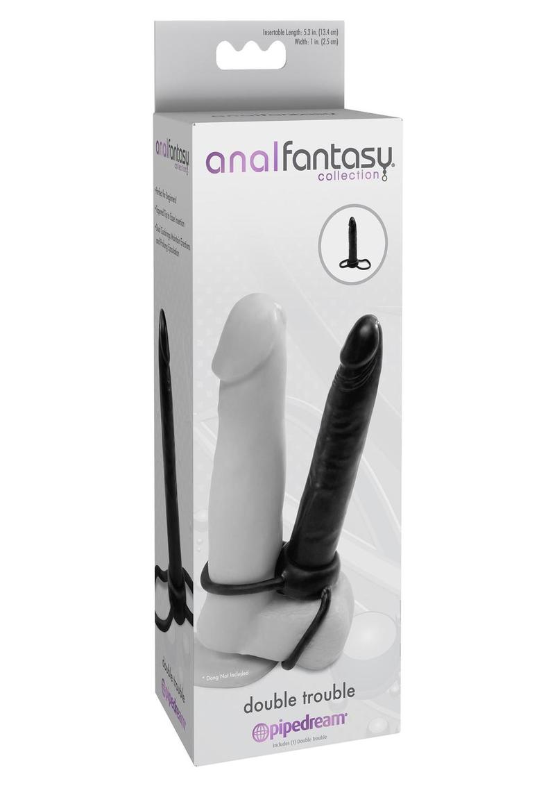 Strap on cock ring dildo with tapered anal shaft for double penetration