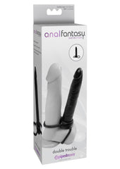 Strap on cock ring dildo with tapered anal shaft for double penetration
