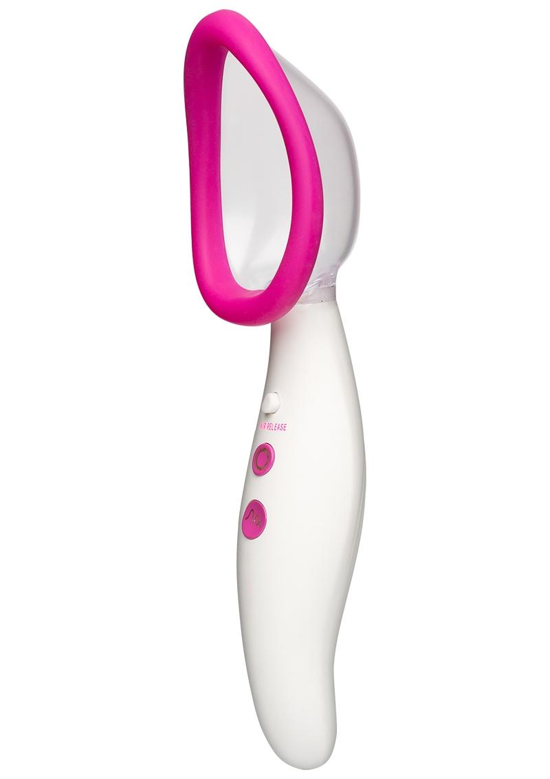 Automatic Vibrating Rechargeable Silicone Pussy Pump - Pink/White