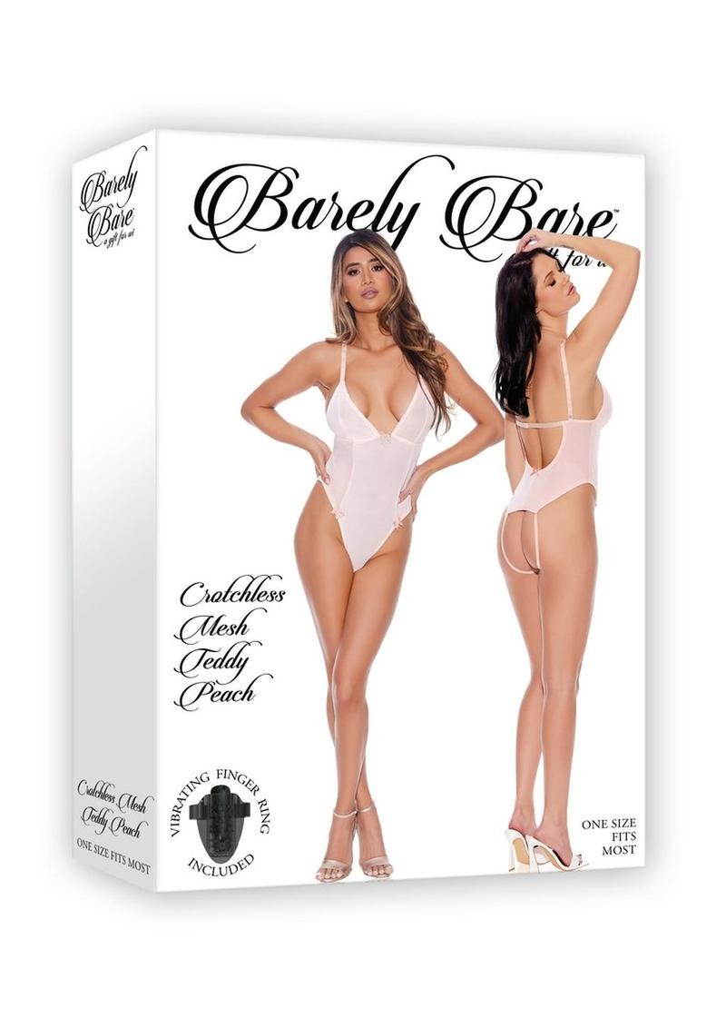 Barely Bare Crotchless Mesh Teddy - Orange/Peach - One Size