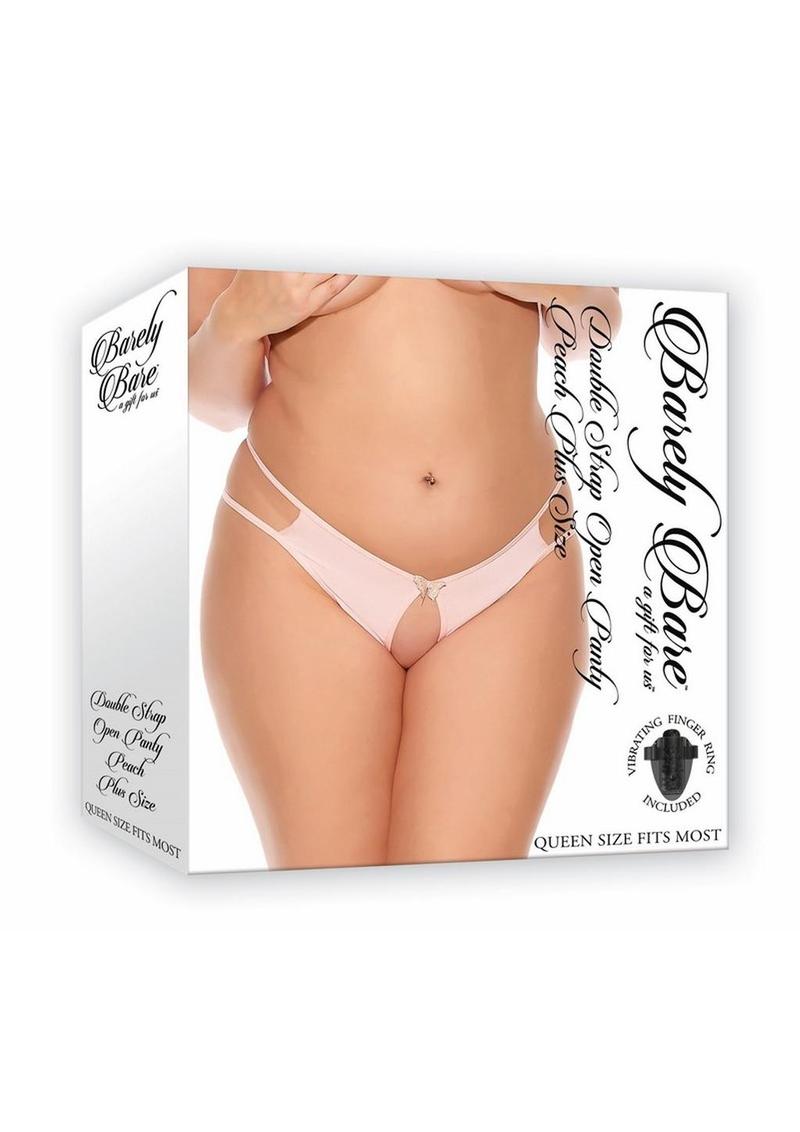 Barely Bare Double Strap Open Panty - Peach/Pink - Plus Size/Queen