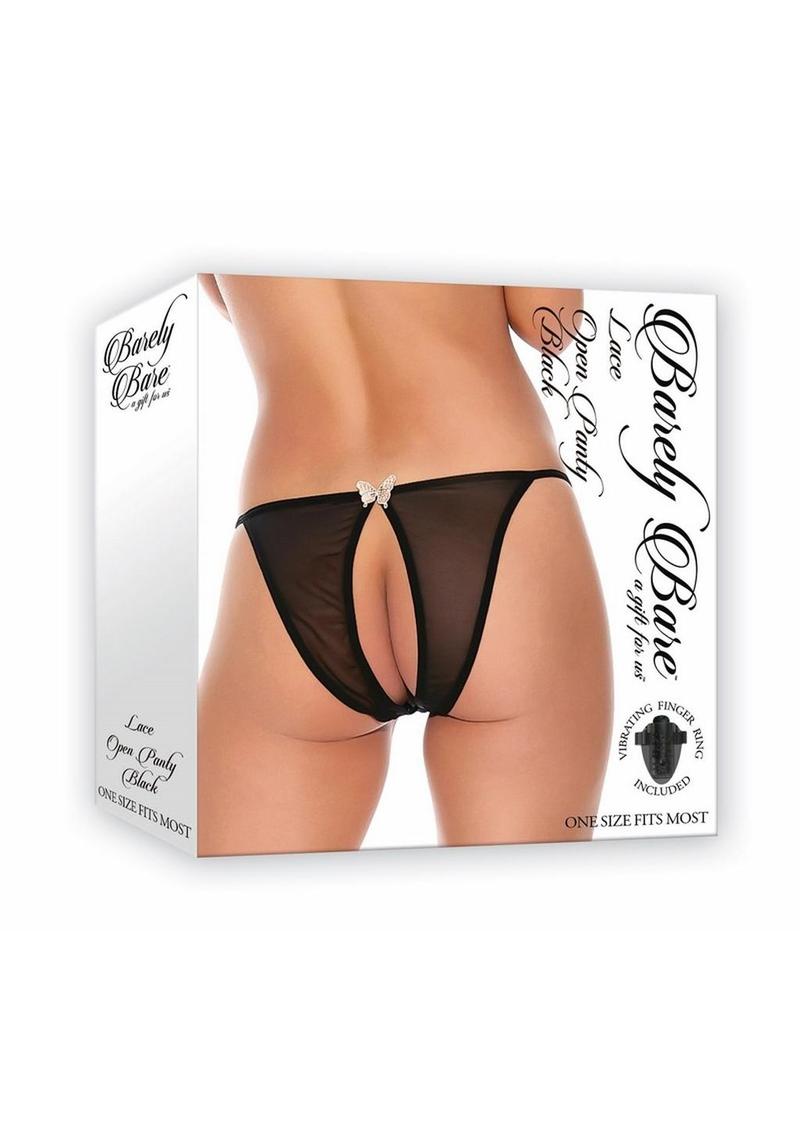 Barely Bare Lace Open Panty - Black - One Size