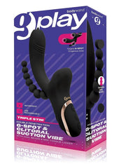 Bodywand G-Play Rechargeable Silicone G-Spot and Suction Vibrator with Anal Beads - Black
