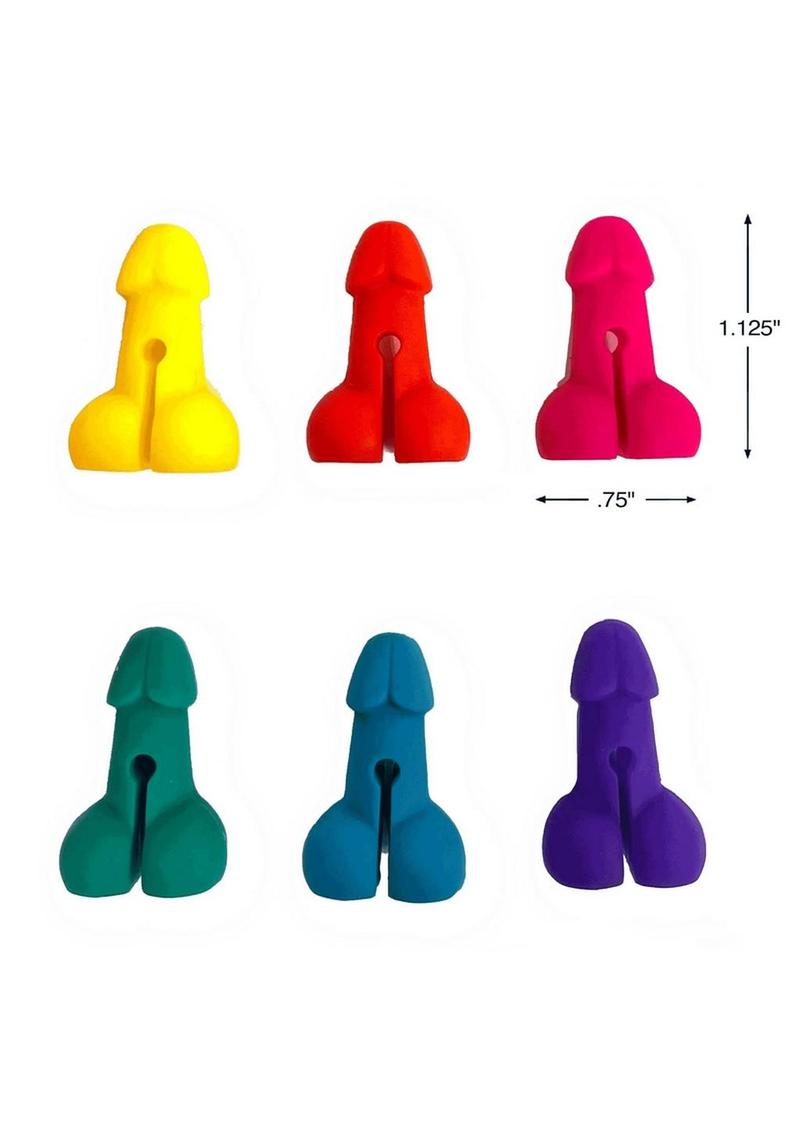 Candyprints Super Fun Penis Cocktail Markers - Assorted Colors - 6 Per Set