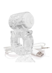Charged Bigo Rechargeable Waterproof Vibrating Cock Ring - Clear