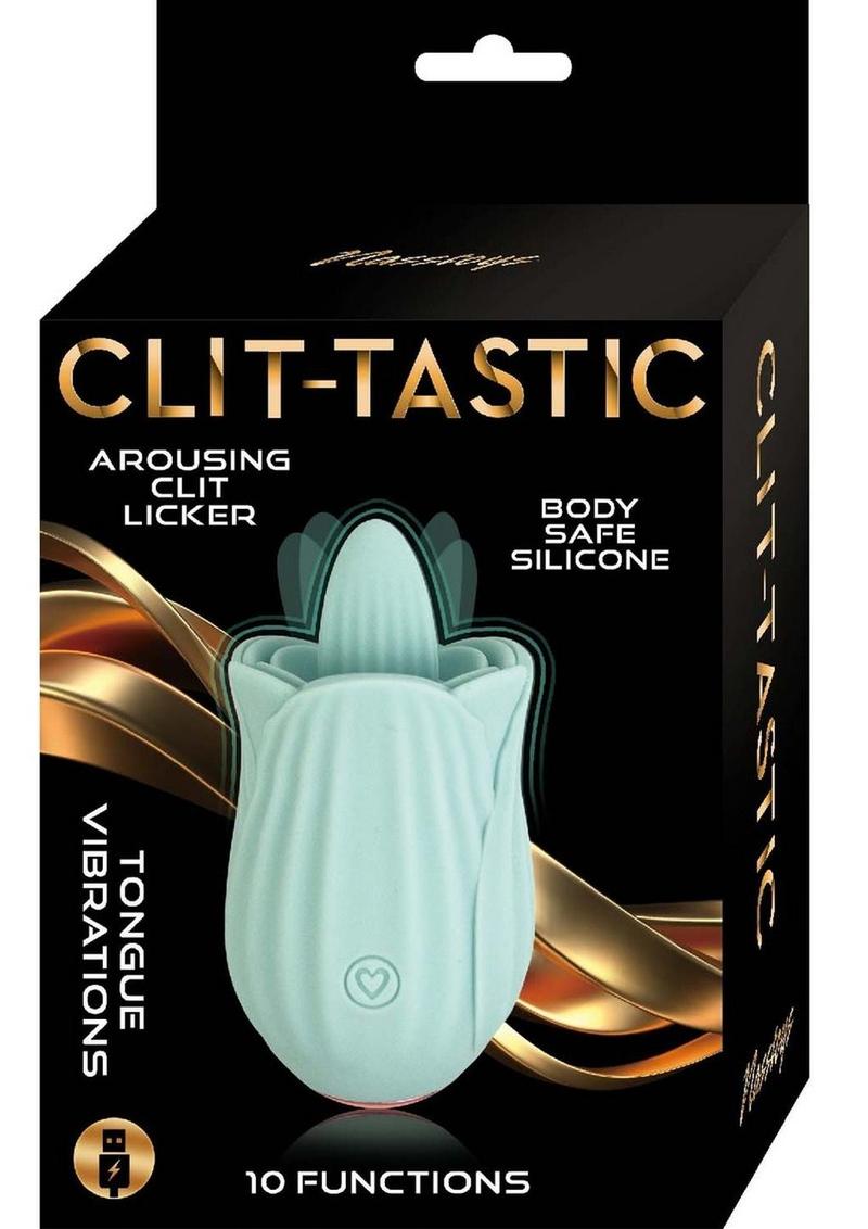 Clit-Tastic Arousing Clit Licker Rechargeable Silicone Clitoral Vibrator - Aqua/Blue