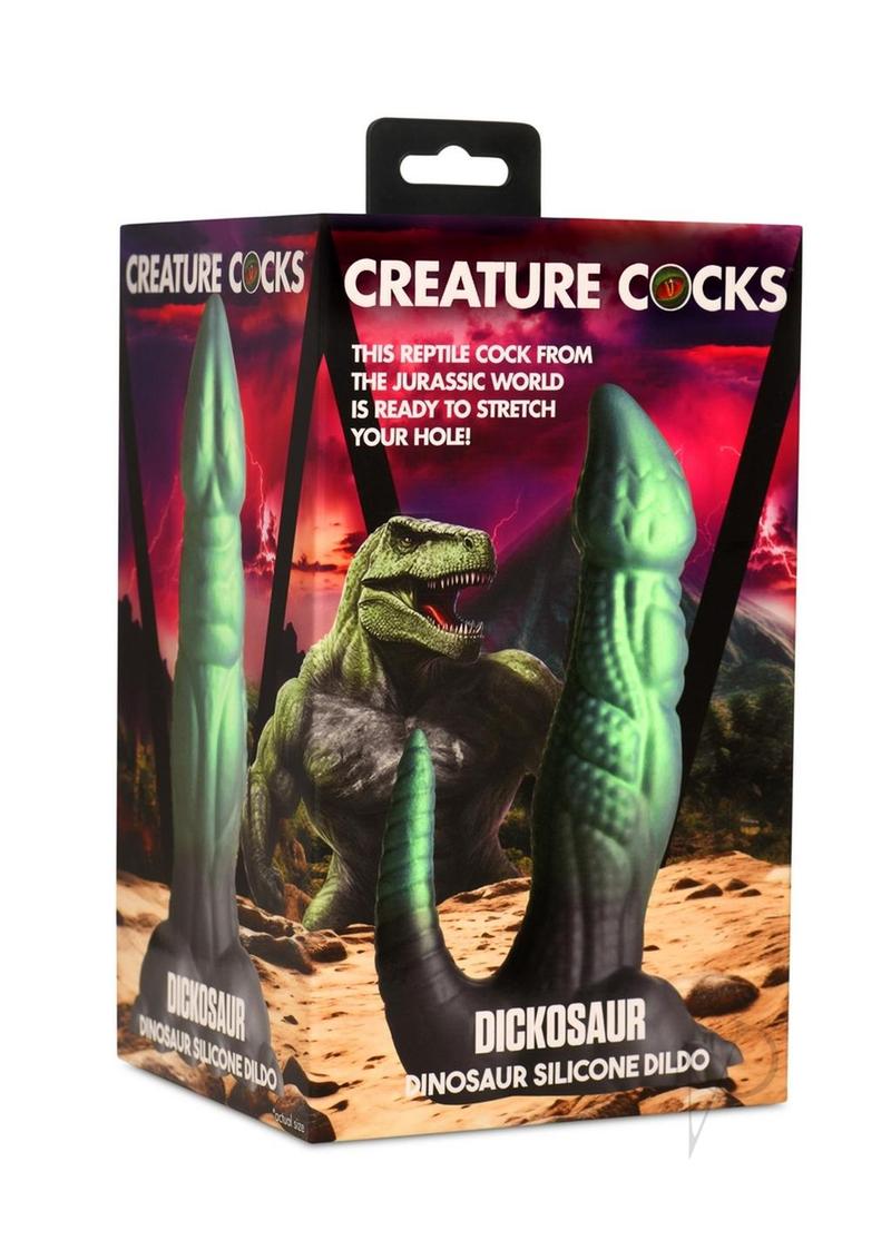 Creature Cocks Dickosaur Dinosaur Silicone Dildo - Black/Green