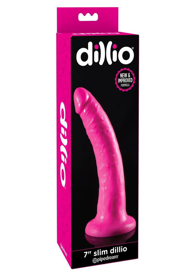 Dillio Realistic Slim Dildo - Pink - 7in