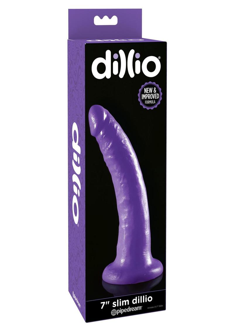 Dillio Realistic Slim Dildo - Purple - 7in