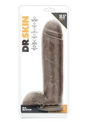 Dr. Skin Mr. Mister Dildo with Balls and Suction - Chocolate - 10.5in
