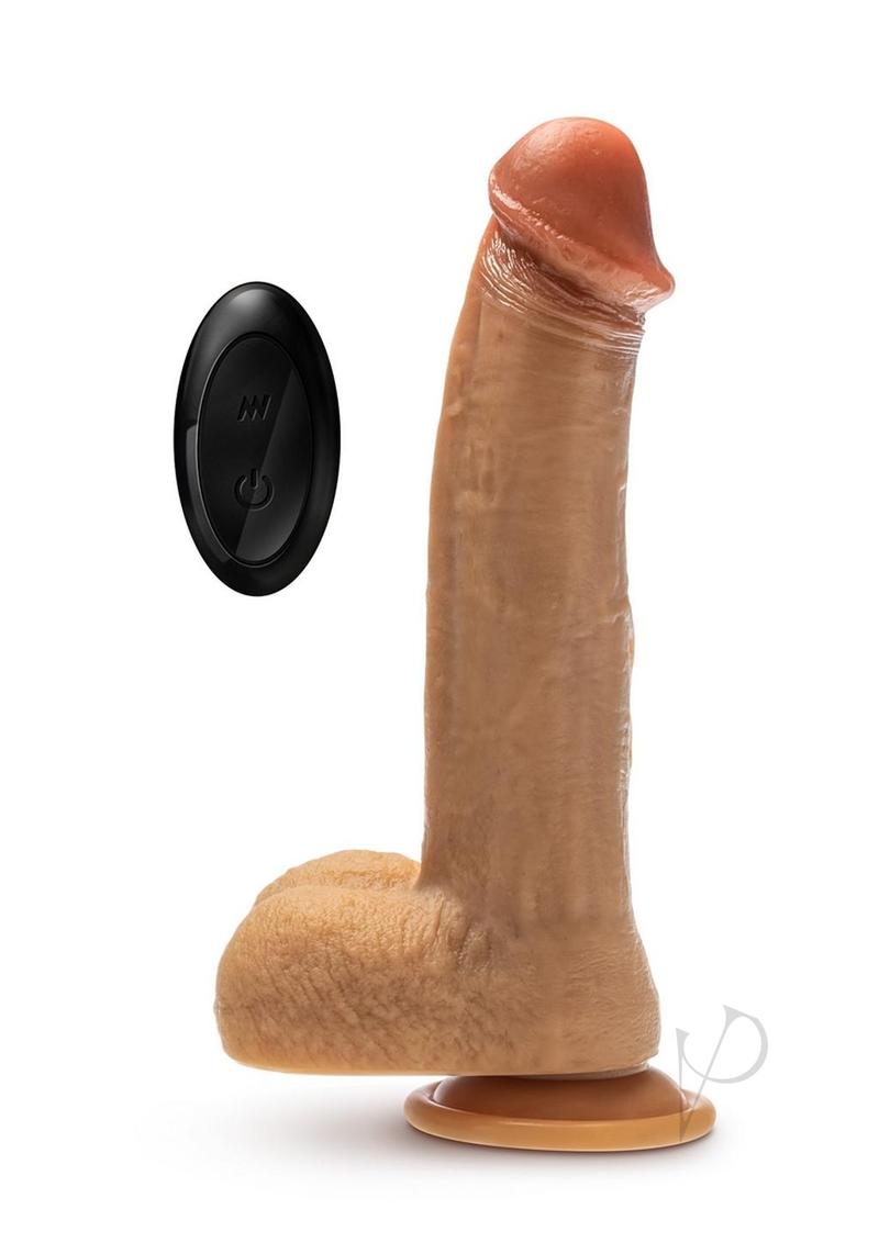 Dr. Skin Platinum Collection Silicone Dr. Phillips Rechargeable Thrusting Dildo with Remote Control - Caramel - 8.5in