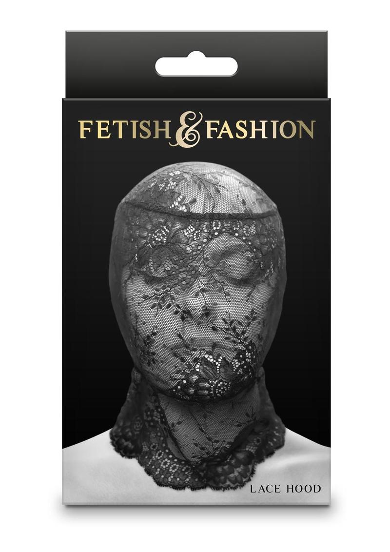 Fetish and Fashion Lace Hood - Black - One Size
