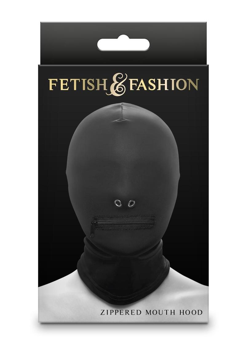Fetish and Fashion Zippered Mouth Hood - Black - One Size