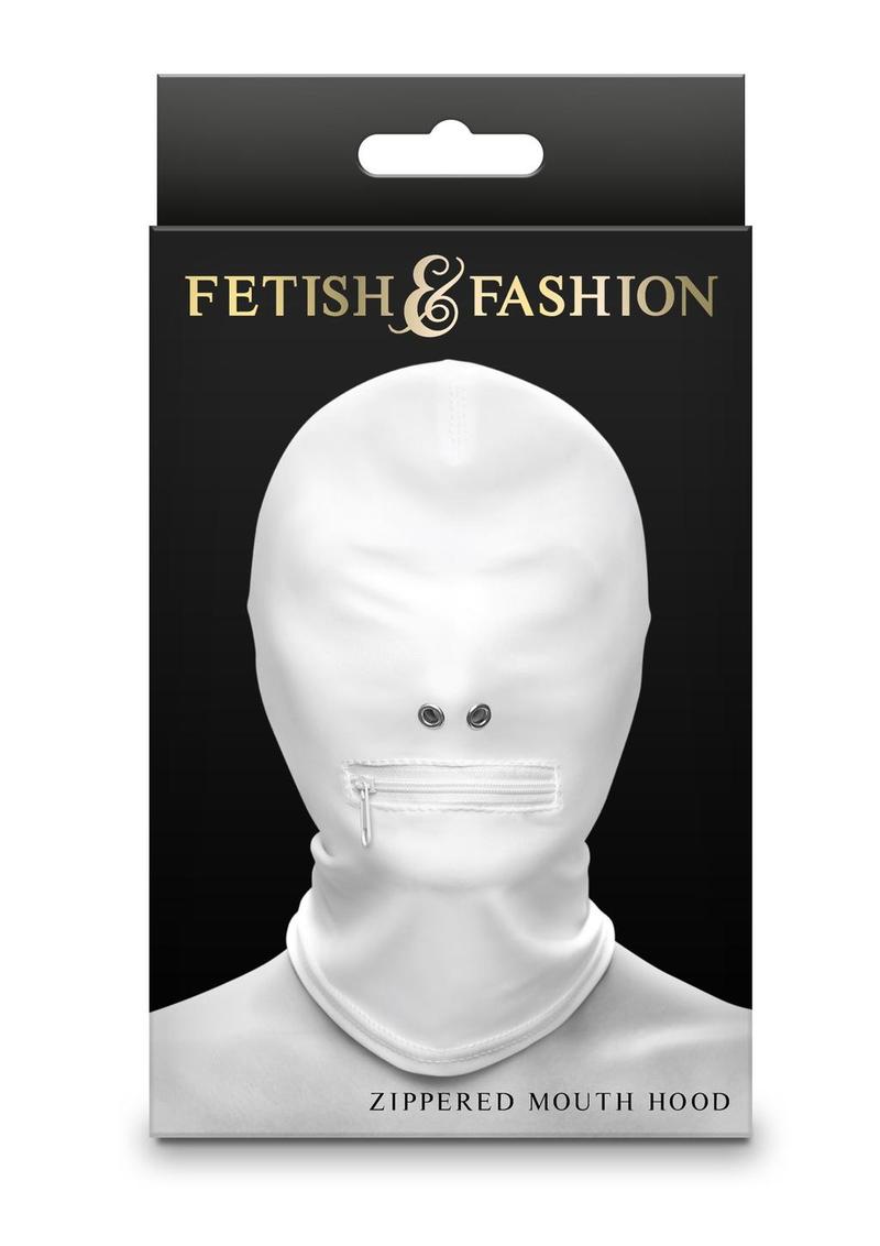 Fetish and Fashion Zippered Mouth Hood - White - One Size