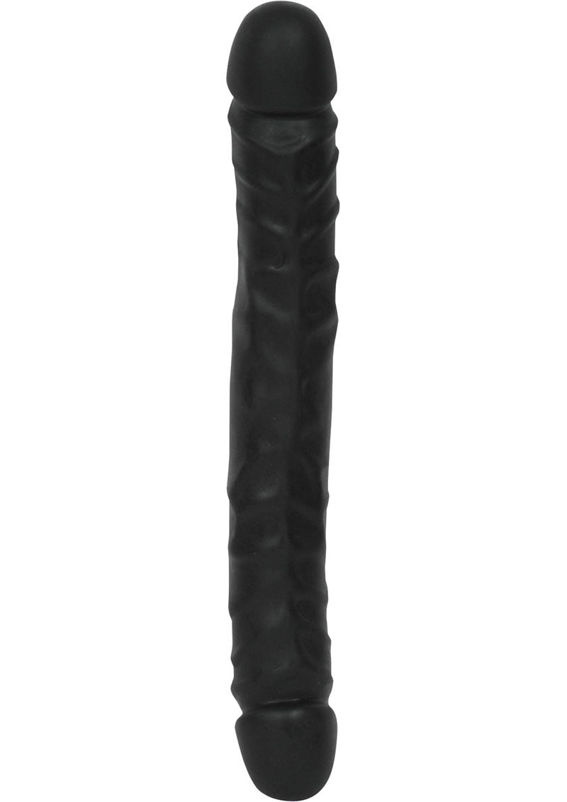 Jr. Veined Double Header Dildo - Black - 12in