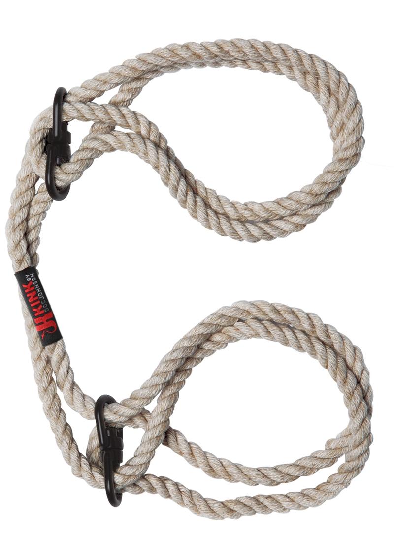 Kink Hogtied Bind and Tie 6mm Hemp Wrist Or Ankle Cuffs - Natural/White