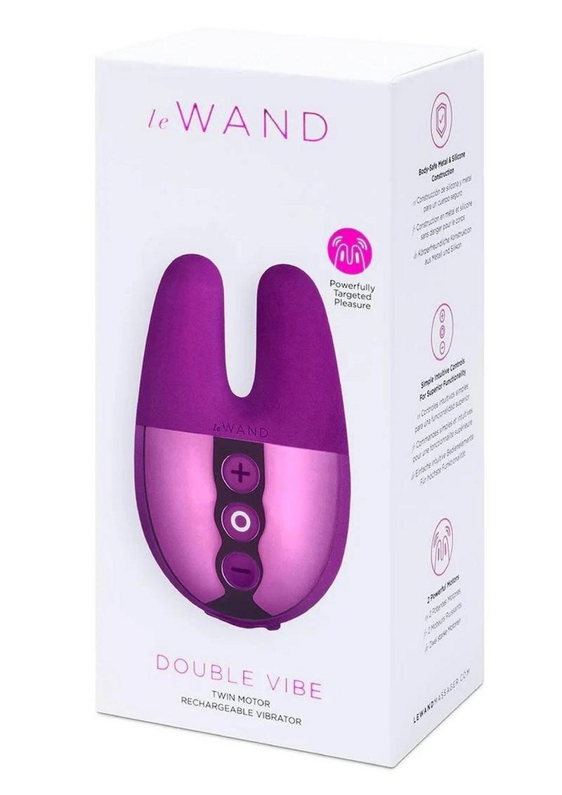 Le Wand Double Vibe Rechargeable Silicone Rabbit Vibrator - Cherry/Purple