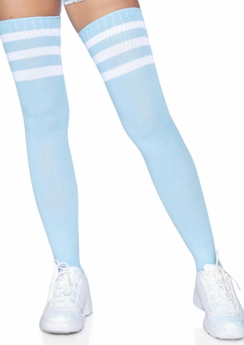 Leg Avenue Athlete Thigh High 3 Stripe Top - Blue/Light Blue - One Size