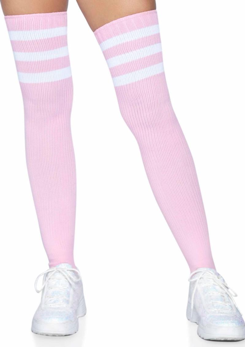Leg Avenue Athlete Thigh High 3 Stripe Top - Light Pink/Pink - One Size