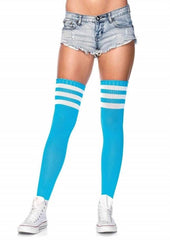 Leg Avenue Athlete Thigh High with 3 Stripe Top - Blue - One Size