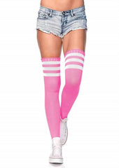 Leg Avenue Athlete Thigh High with 3 Stripe Top - Pink - One Size