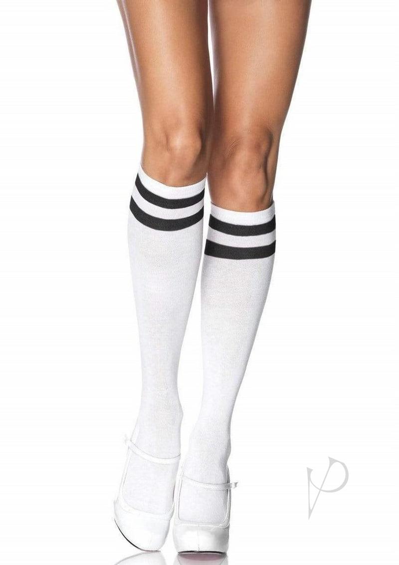 Leg Avenue Athletic Knee High - Black/White - One Size