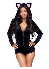 Cozy yet sexy cat outfit perfect for adult play Black - Small