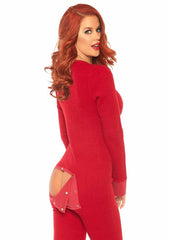 Sexy romper style long johns with flap detail  Medium/Small