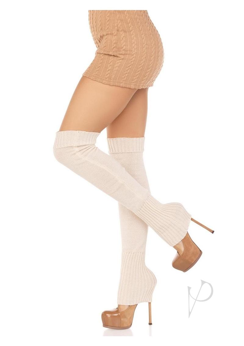 Leg Avenue Extra Long Ribbed Knit Leg Warmers - Ivory - One Size