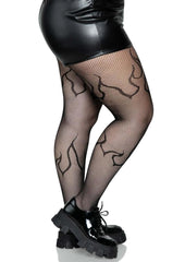 Plus size black flame net tights 1X 2X