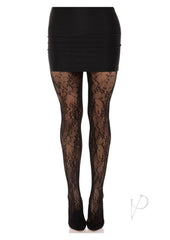 Leg Avenue Garden Rose Lace Tights - Black - One Size