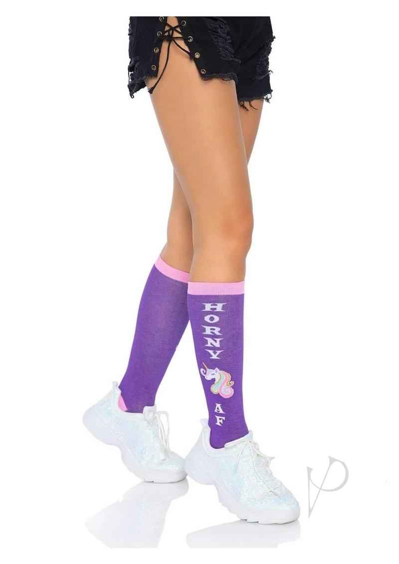 Leg Avenue Horny AF Knee Socks - Multicolor - One Size