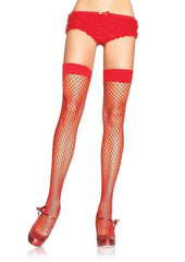 Leg Avenue Lycra Industrial Fishnet Thigh High - Red - One Size