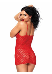 Leg Avenue Mini Dress with Lace Up Front and G-String - Red - One Size